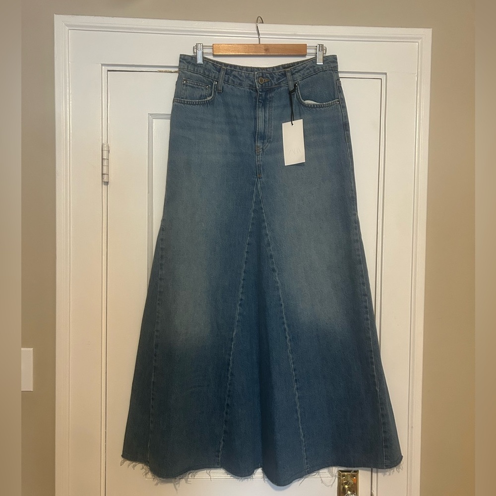 Zara ZW Collection Denim Maxi Skirt Medium - Picture 8 of 9